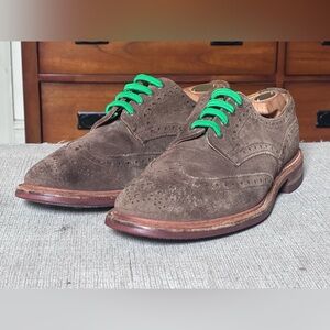 Tricker Wingtip Keswick Brogue Brown Suede Leather Men’s Dress Shoes Size 9.5 US
